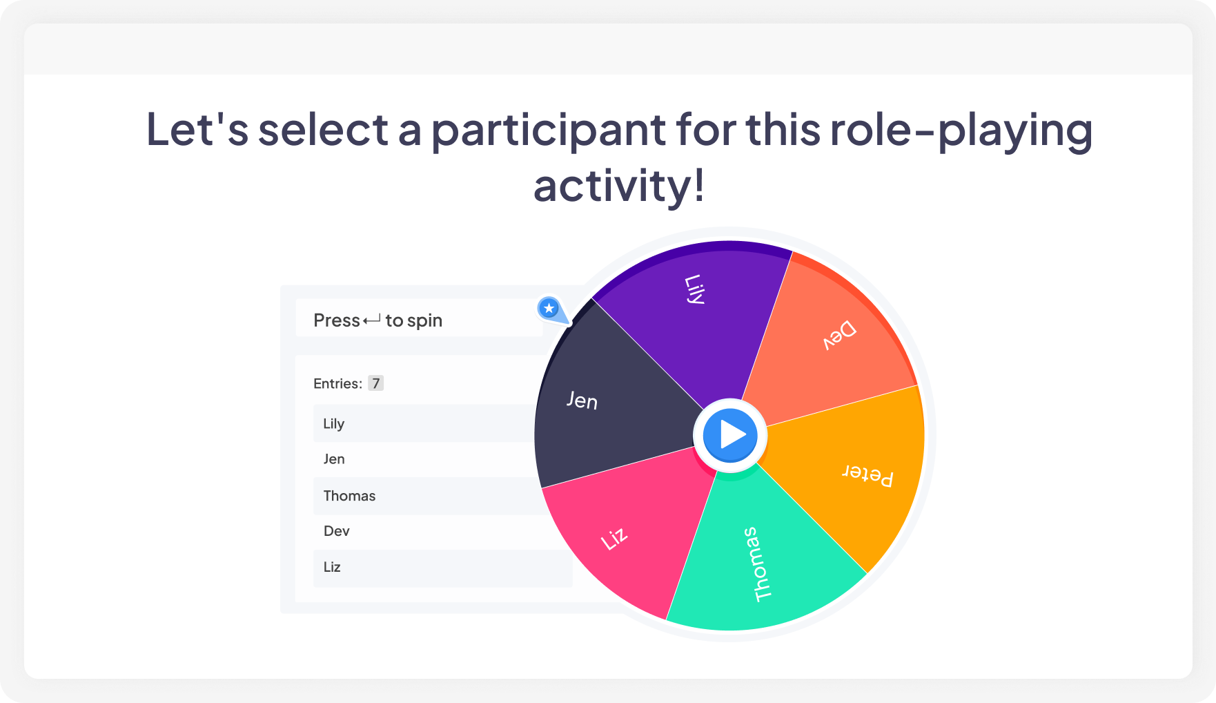 Roda spinner digawe ing AhaSlides